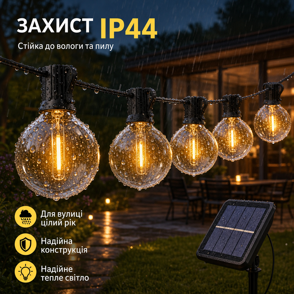 Гірлянда — 8 метрів 25 LED G-40 теплий білий